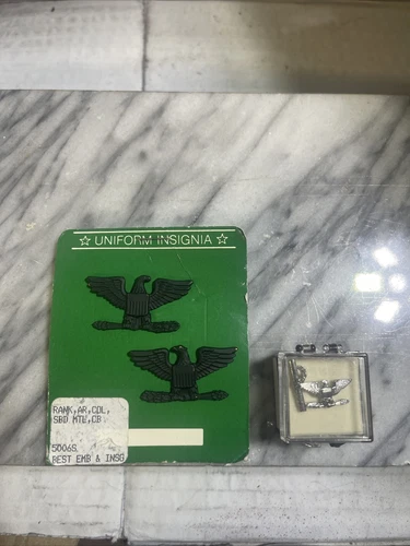 Vtg US Military WW2 Colonel Eagle Pins & Tie Tac