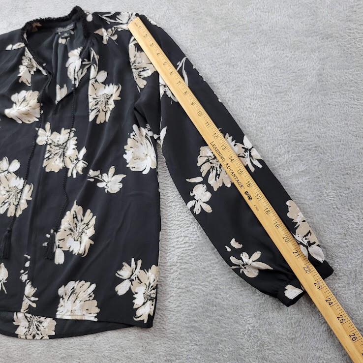 Lucky Brand Tunic Womens XS Trapeze Micro Floral Crochet Boho Peasant Blouse Top