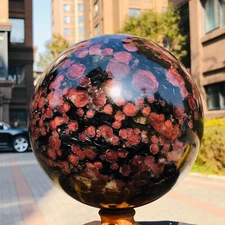 7290g Huge astrophyllite quartz crystal"fireworks stone"crystal ball 304