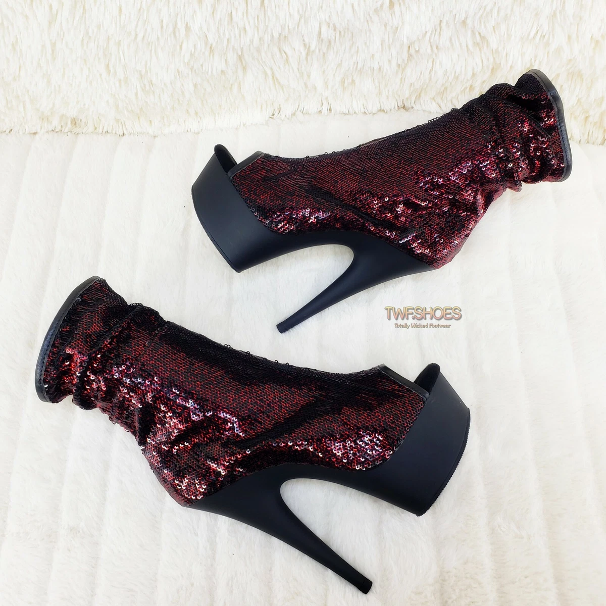 Red sequin boots clearance