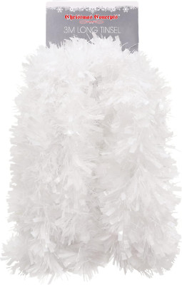 Christmas Concepts  3m/9,8ft Chunky/Fine MATT WHITE Weihnachtsbaum Lametta (T14)