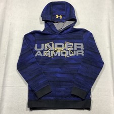 Under Armour Coldgear Threadborne Hoodie Youth Large Blue Black