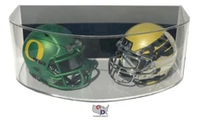 Curved ACRYLIC WALL MOUNT FOOTBALL Double Mini Helmet DISPLAY CASE GameDay