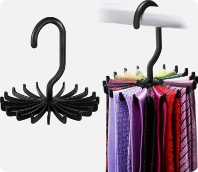 2 Pack Twirl Tie Rack Belt Hanger Holder Hook 4 Closet Organizer holds 20 spin