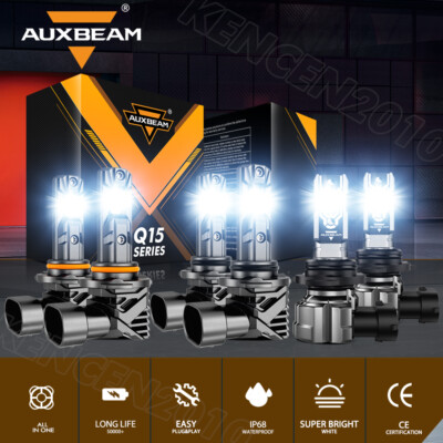 AUXBEAM CANBUS LED Headlight Hi Low Fog Light White For Toyota Matrix 2003-2008