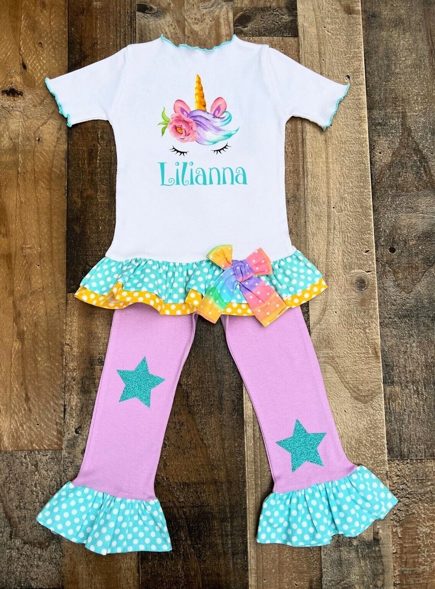Unicorn Personalized Little Girl Birthday Outfit