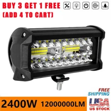 2~10PCS 7" LED Work Light Bar Spot Flood Combo For Truck SUV ATV Offroad Driving