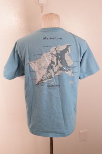 Mont Bell T Shirt Mens Small Blue Short Sleeve Matterhorn Map READ