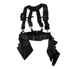 WorkGearUK 12 Pocket Tool Belt Rig Set with Padded Braces, Black - WG-PX18/HDB13