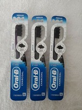 Lot Of 3 ORAL B CHARCOAL Toothbrushes Medium Bristles Whitening.