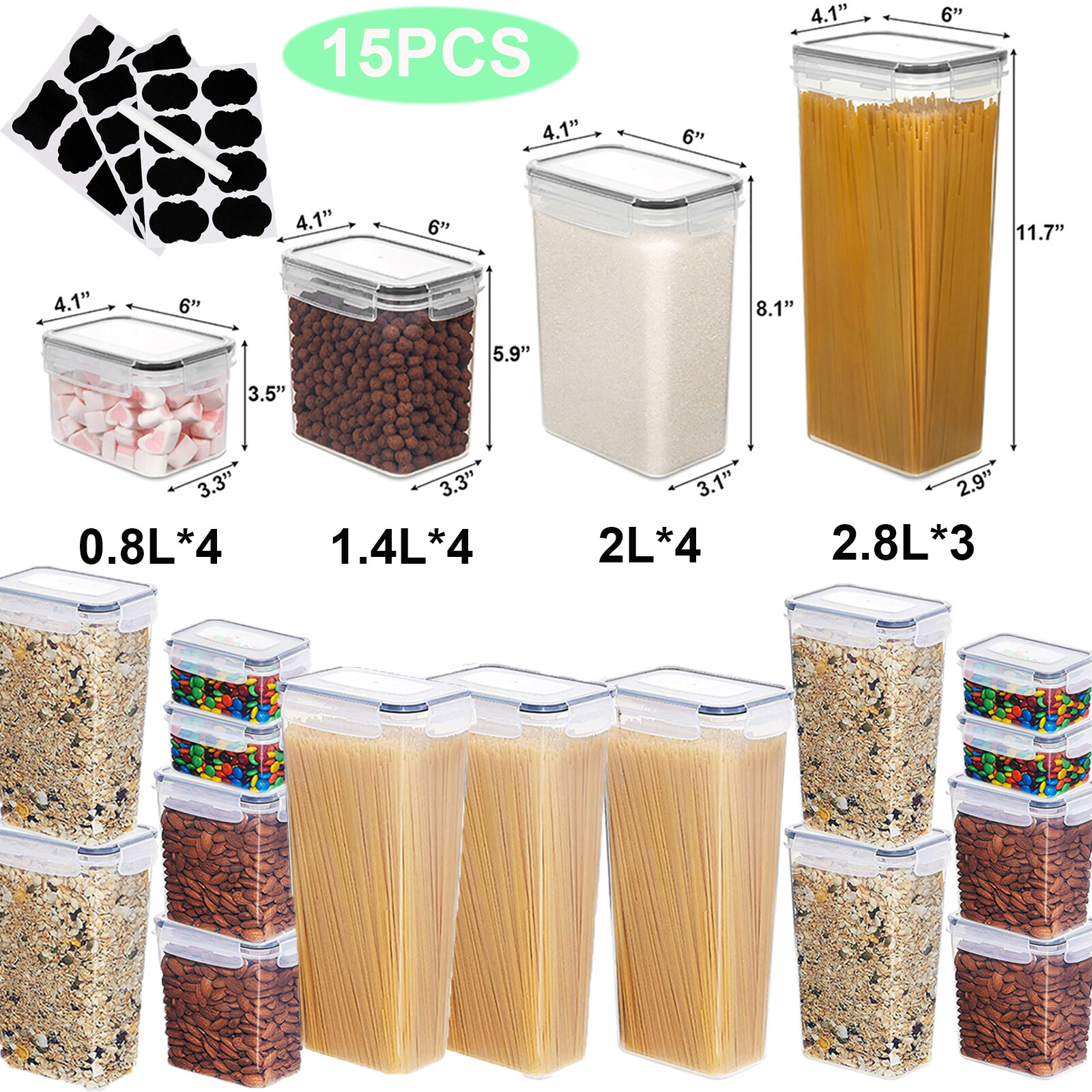 14 Cereal Containers Airtight Food Storage Dry Food Containers