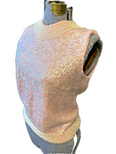 Pink Sequin Vintage Tank Top - Pearl Accent - Size Small. MINT Condition