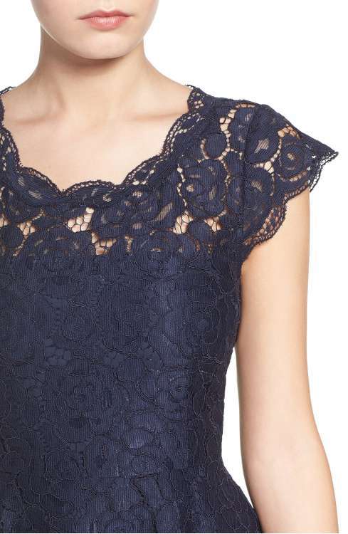 BB DAKOTA LACE FIT & FLARE NAVY BLUE DRESS sz 8 | eBay