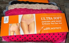 Warner's Womens Hipster Underwear Panties Polyester Blend 3-Pair Lace R 3XL/10