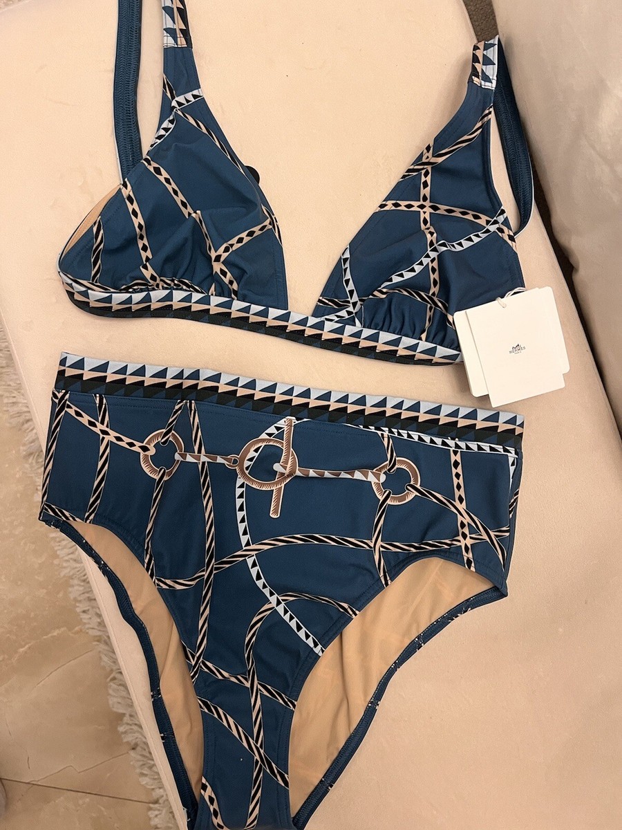 Hermes De Bain Beverly Bathing Suit Bleu Cambrid Size 38 New Hermes De Bain Beverly Bathing Suit Bleu Cambrid Size 38 New