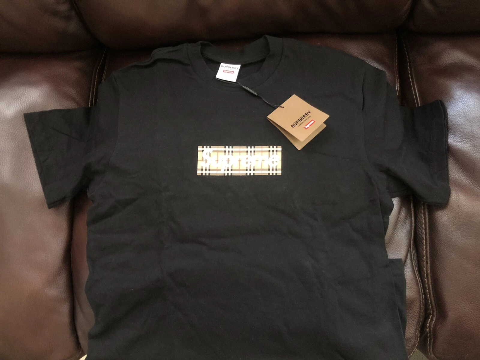 T shirt logo Supreme X Burberry Box noir taille S
