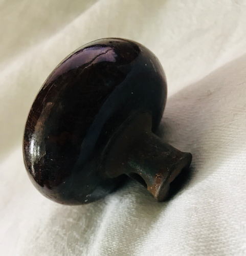 Antique Glass Marbled Brown Black and Tan Swirl Door Knob 2-1/8" diameter - Picture 5 of 7