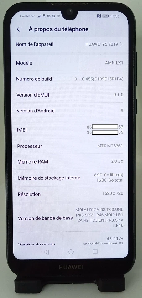 Huawei, Y5 2019, Smartphone débloqué - 5,71"- 4G, 16Go, Double Nano, Bleu. - Photo 4/4
