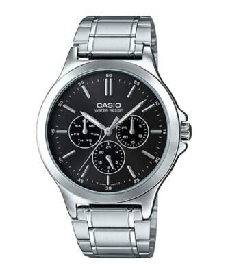 Casio MTP-V300D-1AUDF HERREN UHR STAHL SCHWARZ MULTIFUNKTION 40mm UNTERPREIS