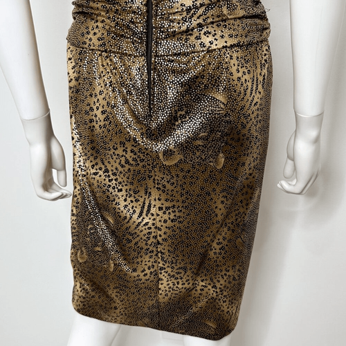Night Way Bow Front Off The Shoulder Knee Length Tulip Dress Foil Cheetah Print - Picture 13 of 13