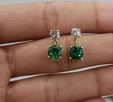 1Ct Round Cut Green Lab Created Womens Drop E...