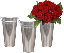 3 Pas 15 Inch Gaanized Metal Vases French Flowers Buet with Handles