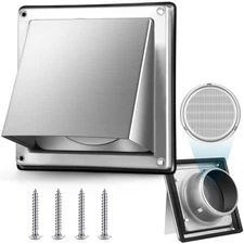 Gisafai 4 Inch Dryer Vent Cover Outdoor with Stainless Steel Screen Sliver Wall