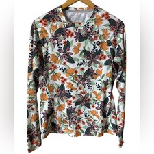 Coolibar UPF 50 Floral Long Sleeve Sun Shirt Rash Guard Top Size S