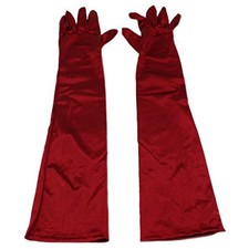 Women Elegant Satin Gloves Ladies Bridal Gloves Wedding Gloves Costume Wine Red