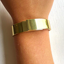 Gold Tone Metal Hinged Cuff Bangle Bracelet, ...