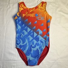 DESTIRA Fire  Ice Red Orange Blue Tank Style Practice Gymnastics Leotard CM