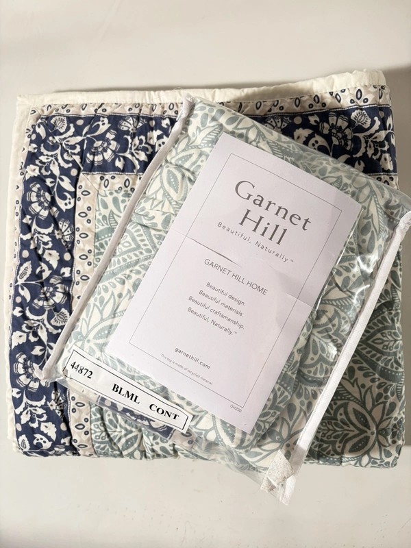 Garnet Hill Euro Size Quilted Pillowcase Sham “ADA PAISLEY” Set Of 2. FREE SHIP