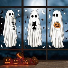Halloween Ghosts Window Clings,3 Sheets Large Ghost Pumpkin White