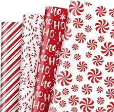 JarThenaAMCS 12 Sheets Christmas Wrapping Paper 1 Count (Pack of 12), Red 