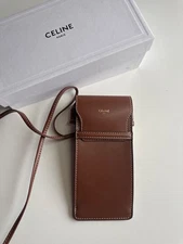 Céline Celine Crossbody Leather Clutch Bag Brown/ Phone, Sunglasses Case