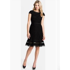Adrianna Papell Lace Fit & Flare Dress Size 4 black