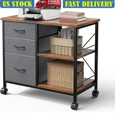 Heavy Duty Mobile Printer Stand W/ Storage Drawers Rolling Office Table New