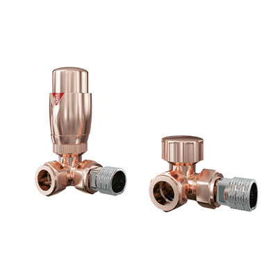 COR TRV Pack 15mm x 1/2'' Thermostat Heizkörper Ventil Set | Kupfer gebürstet