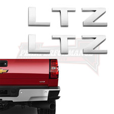 2pcs Ltz Letter Emblem For Silverado Tahoe Suburban Sierra Gloss Silver Badge
