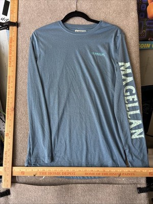 Magellan Outdoors T Shirt Mens XS Long Sleeve Blue Logo Fishing Hiking Classic