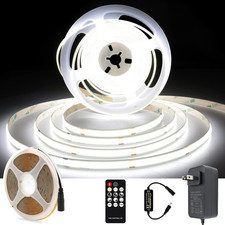 White COB LED Strip Light, Dimmable 16.4Ft/5M LED Light, 6000K Daylight White 24