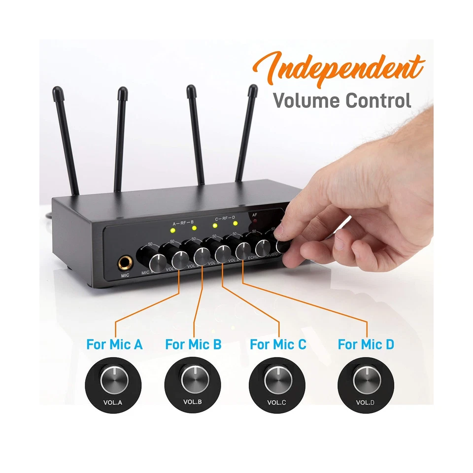 Pyle Wireless Microphones, Professional UHF Dual Microphones for Ka... Fast Ship - Image 4 of 4