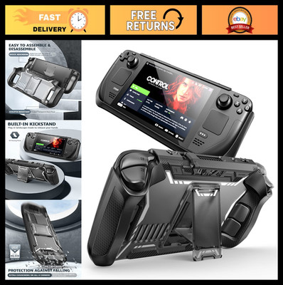 Steam Deck Case with Kickstand, TPU Grip, Shockproof Cover, Heat Dissipation, An