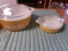 4 pc set Vtg  Pyrex 2.5 Quart Butterfly Gold Casserole Dish 475-B w/ n 471 w/lid
