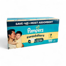 Pampers Swaddlers Ultra Day Night Baby Disposable Diapers Size 7 - 100 Count