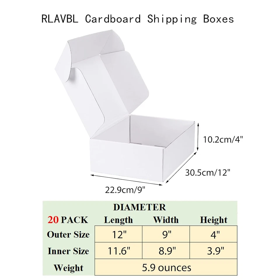 Scatola Bianca a Doppia Faccia,Scatola Di Cartone 30.48X22.86X10.16 Cm,Scatola p - Immagine 2 di 4