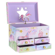 Musical Jewelry Box for Girls with 4 Pullout Drawer - Party Unicorn Jewelry B...