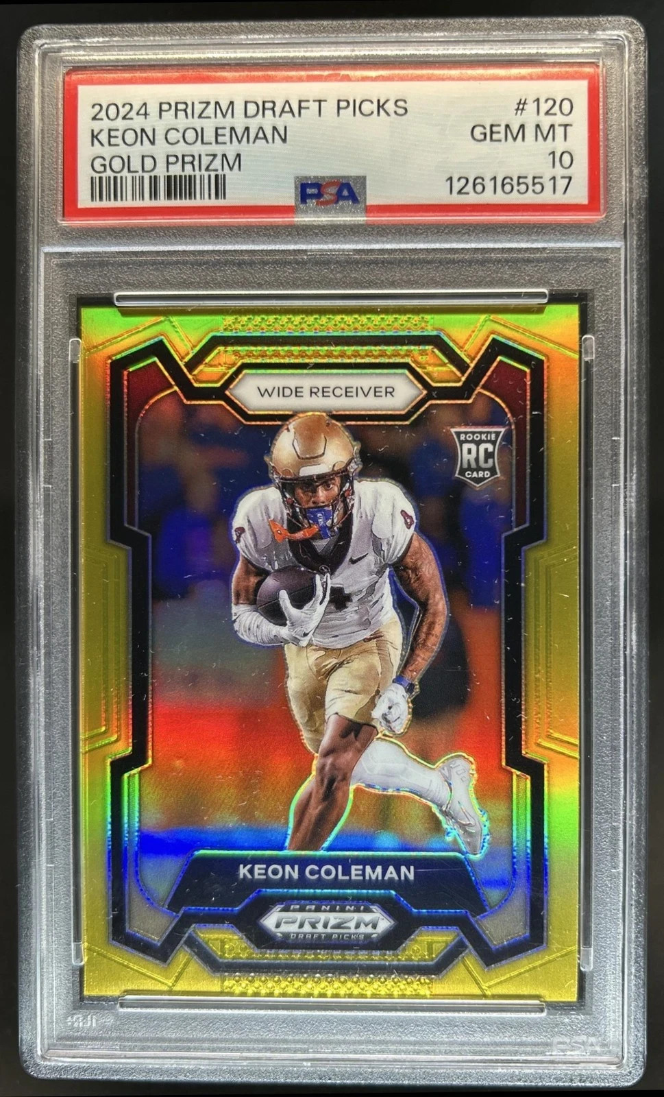 2024 Panini Prizm Collegiate Draft Picks Keon Coleman RC Gold #/10 PSA 10