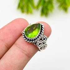 Peridot Gemstone 925 Sterling Silver Ring Handmade Jewelry Ring Gift For Love