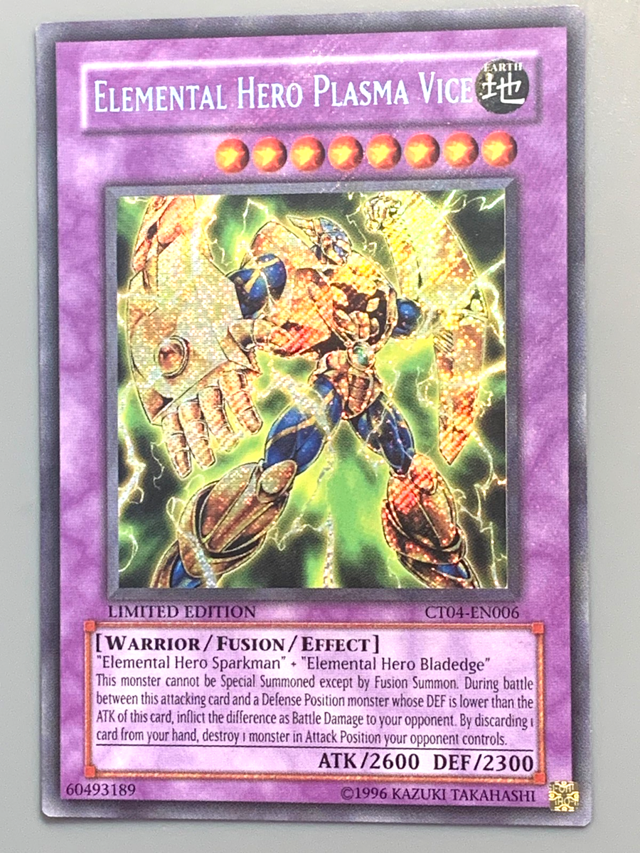 yugioh elemental hero support cards yugioh Elemental Hero Plasma Vice CT04-EN006 Secret Rare Limited Ed Near  Mint